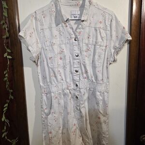 Floral Button-Up Short Boiler Suit